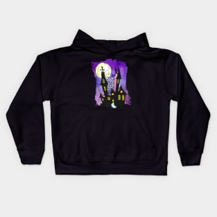 Haunted Castle watercolor Kids Hoodie